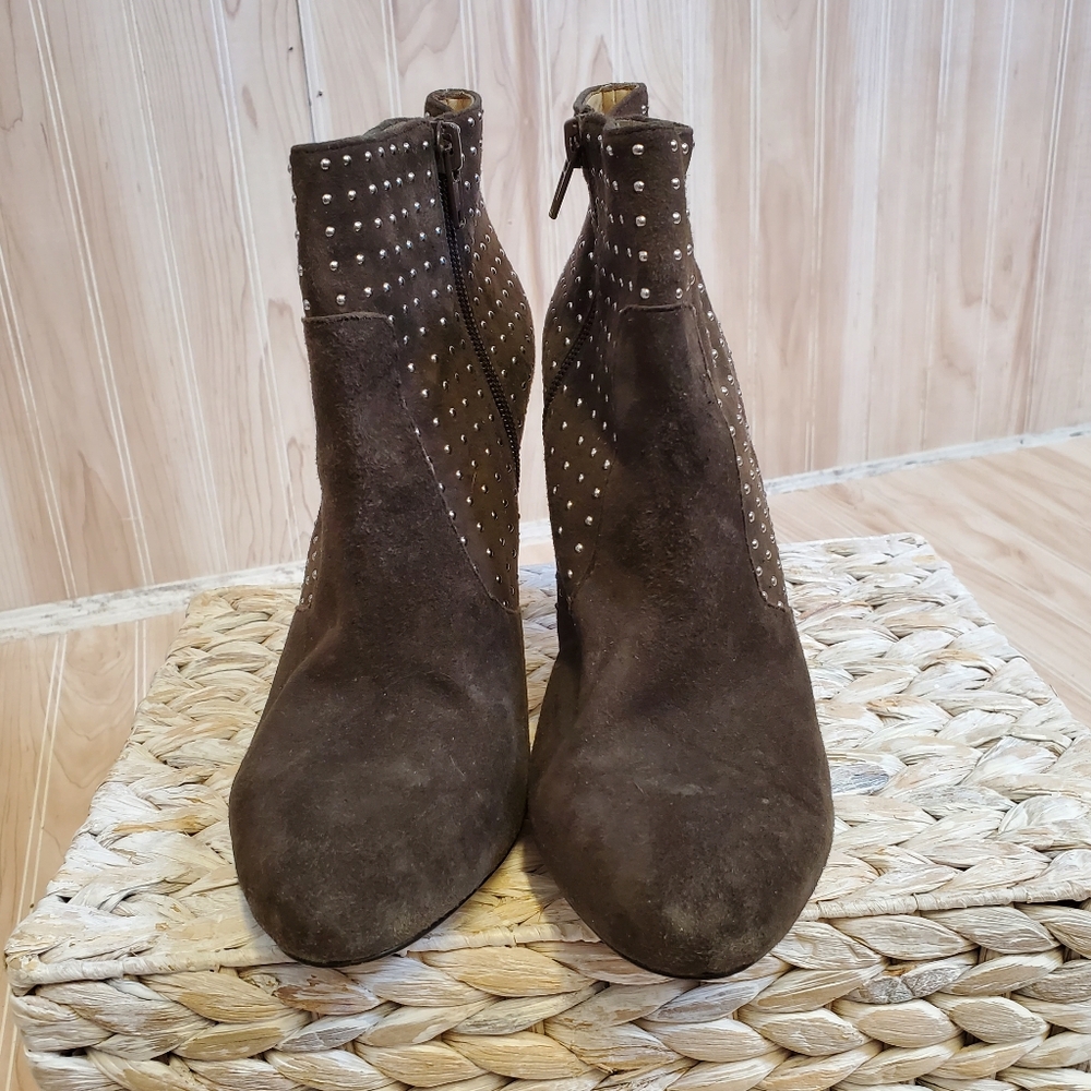 INC Grey ANKLE BOOTS Embellished Studded High Heel 6.5 Party Whimsigoth Clubwear - Picture 3 of 9